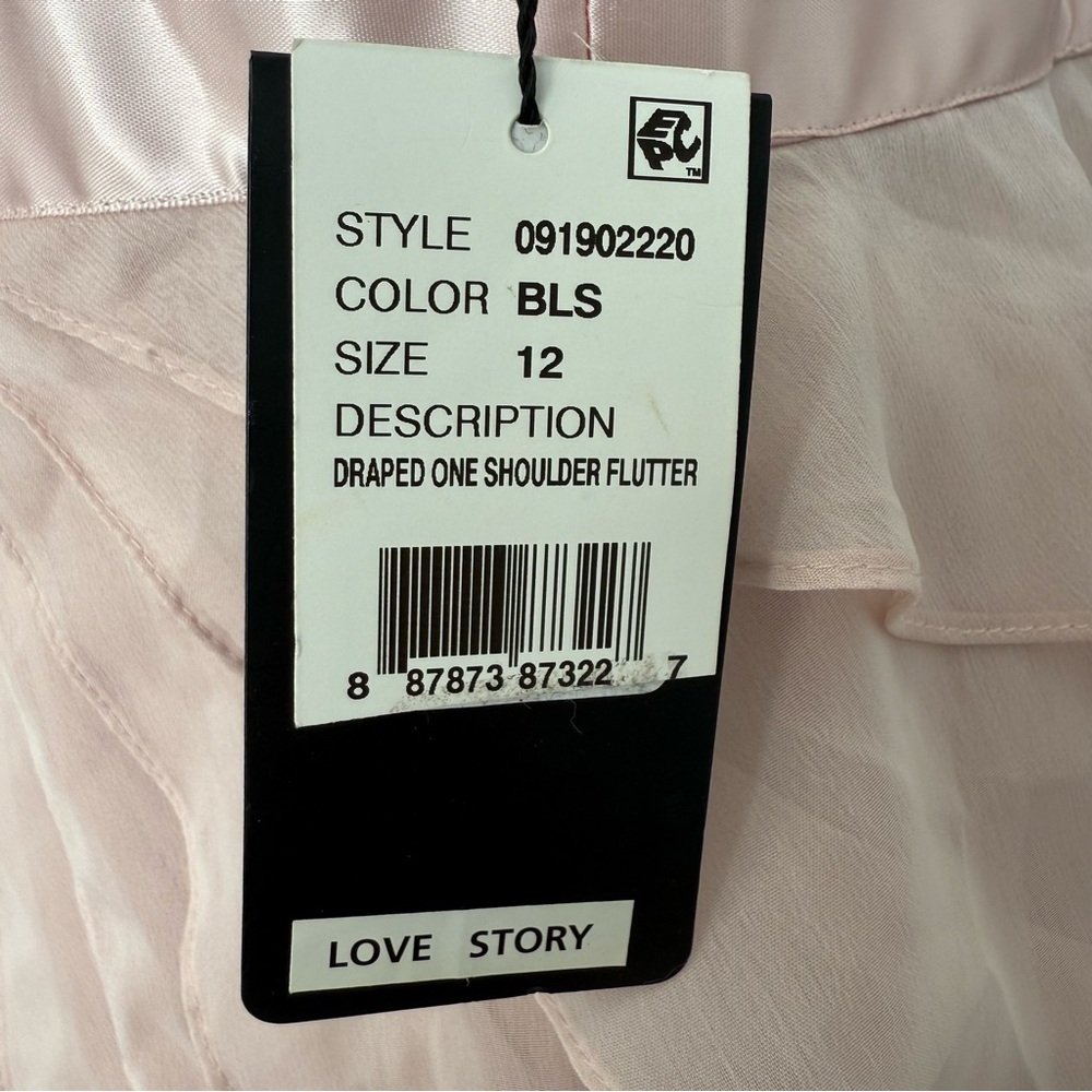 NWT Adrianna Papell Blush One Shoulder Chiffon Evening Gown Formal Dress Size 12 - Picture 10 of 10